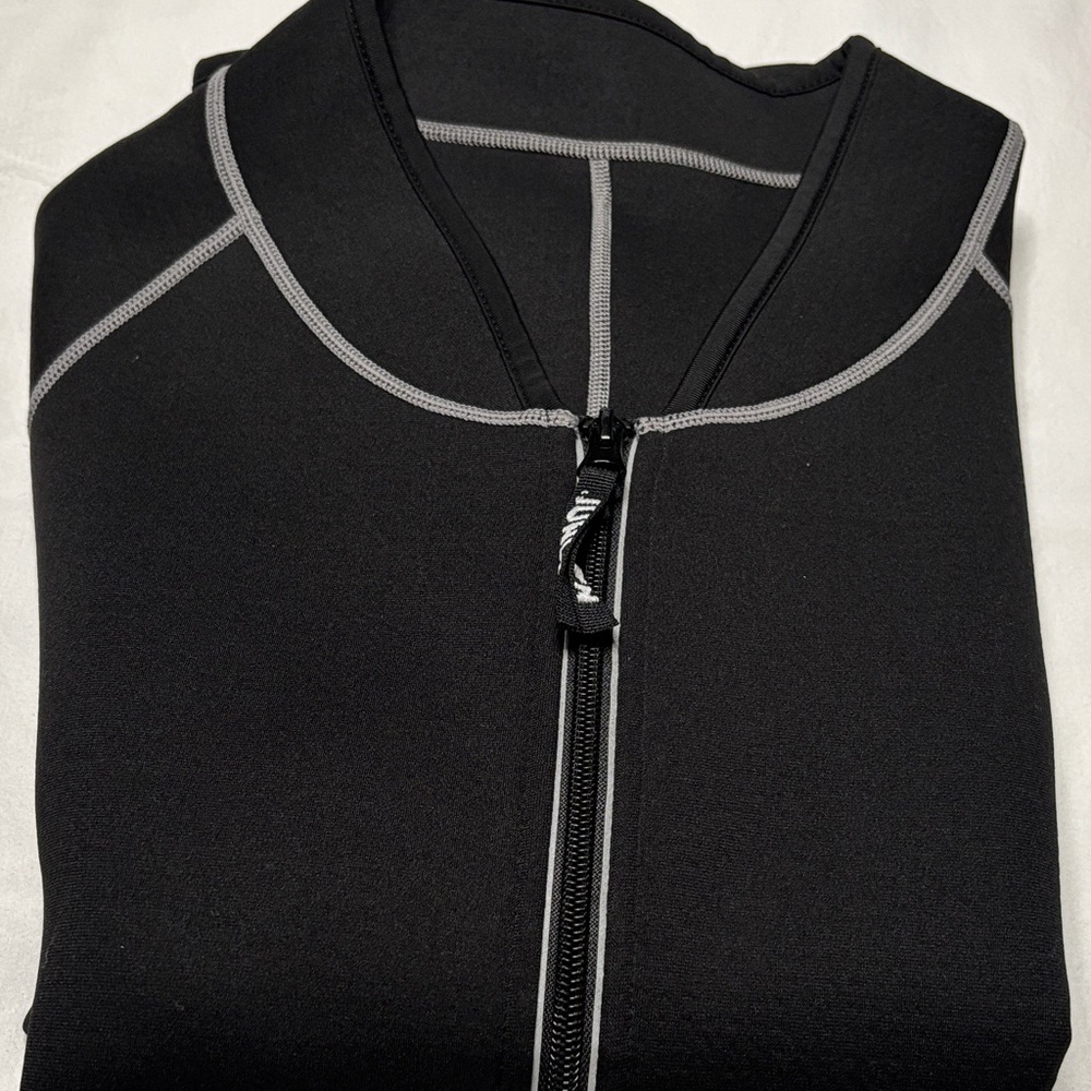 Black Zip-Up Jacket with Gray Accents